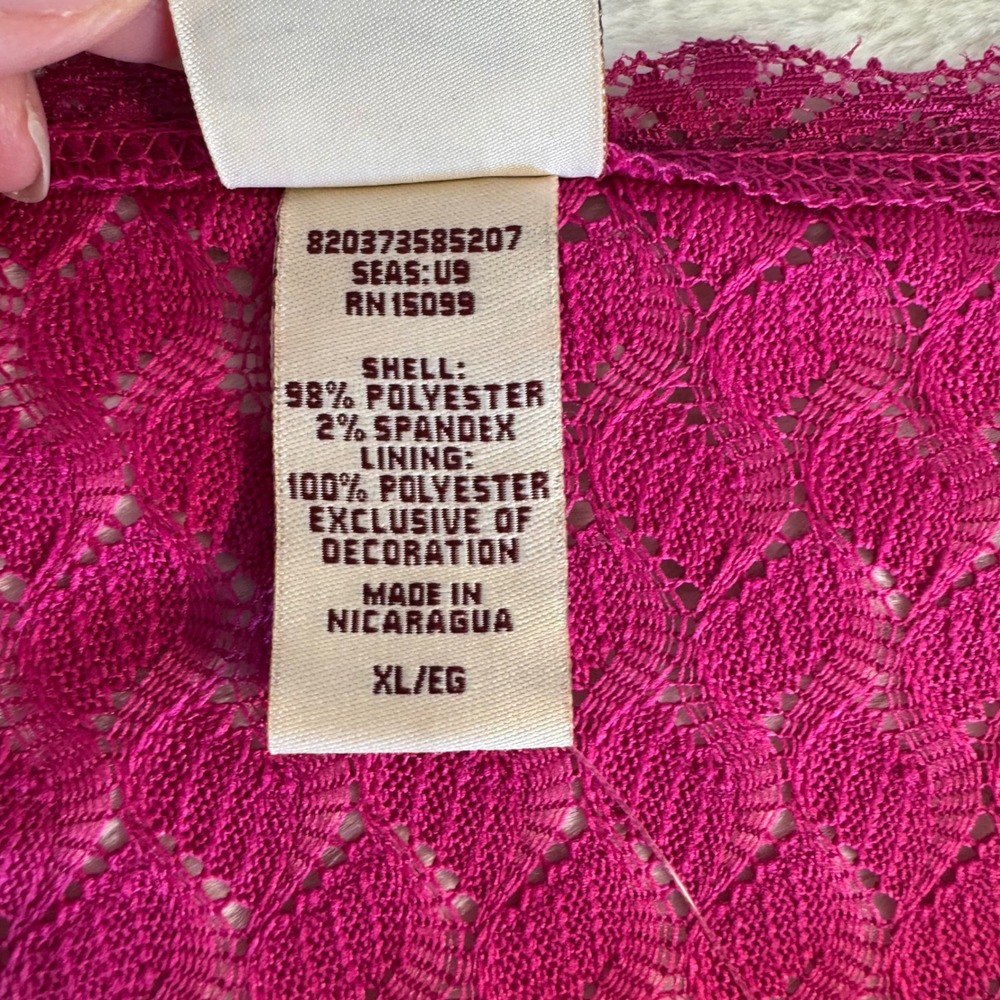 Covington Pink Lace Knit Faux Wrap V-Neck Sleeveless Top XL NEW Y2K - Picture 6 of 9